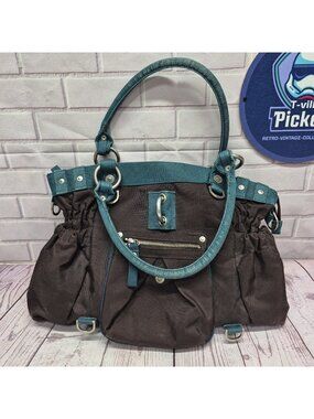 George Gina & Lucy Brown/Teal Satchel Top Handle Zip Bag‎ *No Strap